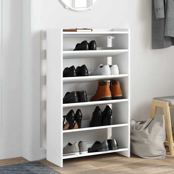 vidaXL Shoe Rack White Engineered Wood Slim Shoe Rack Rectangular