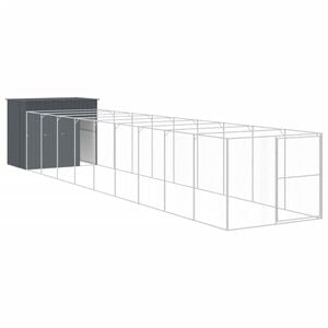 vidaXL Dog House Anthracite Galvanized Steel Large Durable Dog House