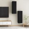 vidaXL TV Cabinet Set of 2 Black Engineered wood Wall mounting