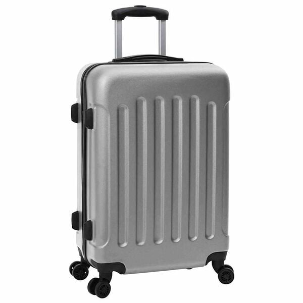 vidaXL Suitcase 3 pcs Silver 19.69 x 12.20 x 30.71 in ABS Plastic
