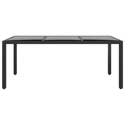 vidaXL Patio Table 74.8"x35.4"x29.5" Tempered Glass and Poly Rattan Black