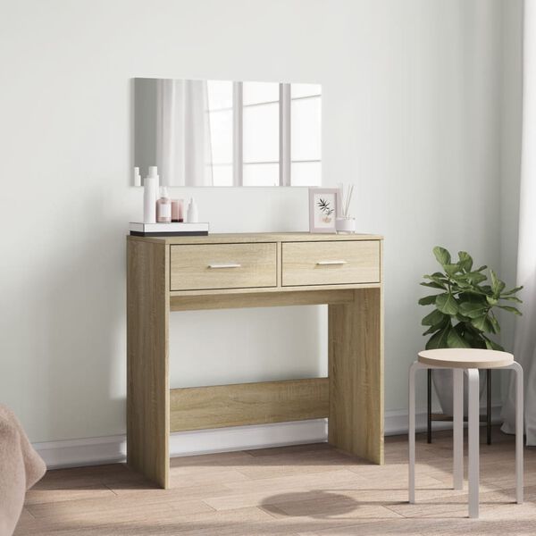vidaXL Dressing Table Sonoma oak Engineered wood, glass