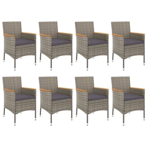 vidaXL Patio Dining Set Set of 8 Grey