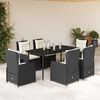 vidaXL Garden Dining Set Black, Cream White PE Rattan 7 Piece Set