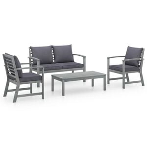 vidaXL Garden Lounge Set Grey Solid Acacia Wood Medium Hardwood
