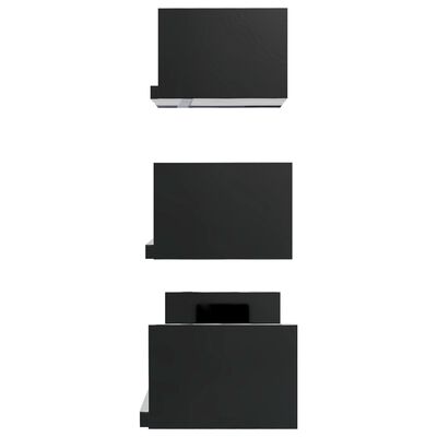 vidaXL Wall Display Shelf 3 pcs High Gloss Black Chipboard