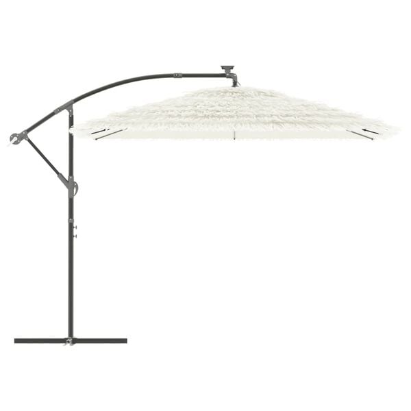 vidaXL Garden Parasol White Polyester Large Height-Adjustable