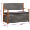 vidaXL Storage Bench 45.3" Poly Rattan and Solid Acacia Wood Gray