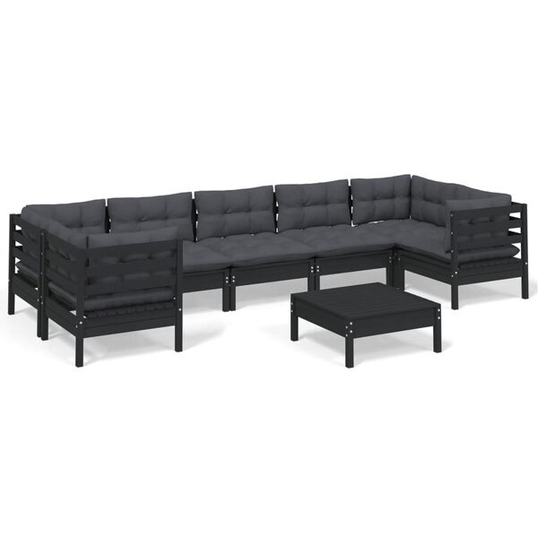 vidaXL Garden Lounge Set Black, Anthracite