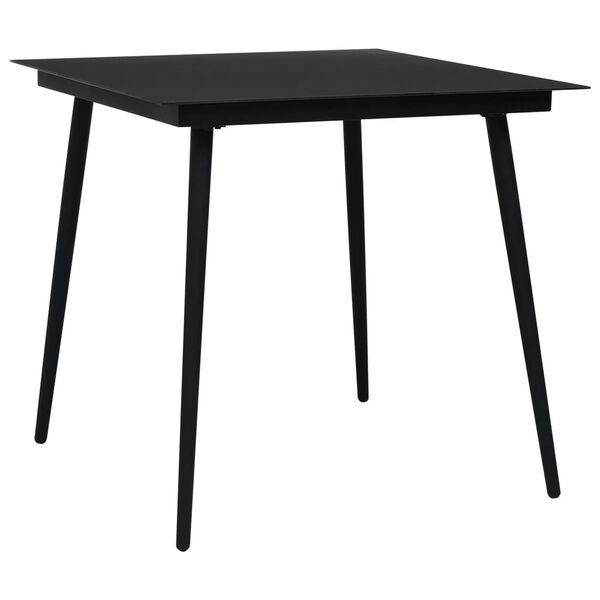 vidaXL Dining Set Black Cotton Rope, Powder-Coated Steel, Tempered Glass