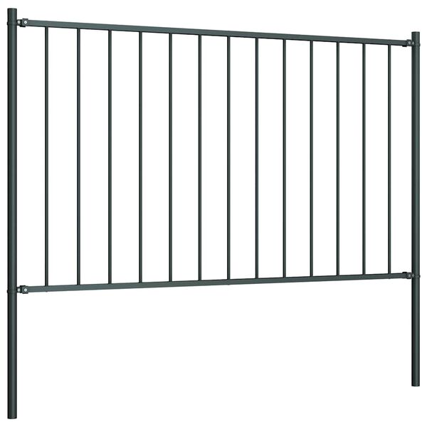 vidaXL Fence Panel with Posts Powder-coated Steel 5.9 ft x 2.5 ft Anthracite