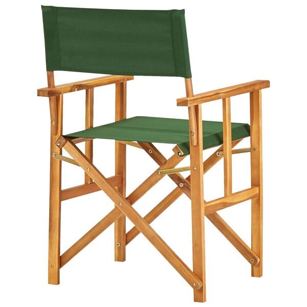 vidaXL Chair Natural wood and green Solid acacia wood and polyester