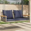 vidaXL Patio Swing Bench Gray, Navy Blue PE Rattan 2 Seater Seats Many
