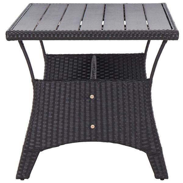 vidaXL Garden Table Black PE rattan, PS board, powder-coated steel Medium