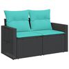 vidaXL Patio Sofa Set Black with blue cushions