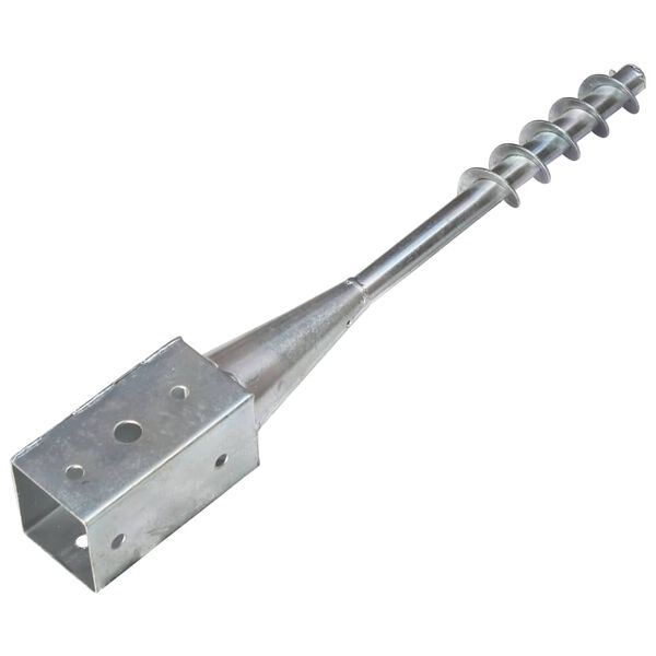 vidaXL Ground Spikes 2 pcs Silver 3.9x3.9x22.4" Galvanised Steel