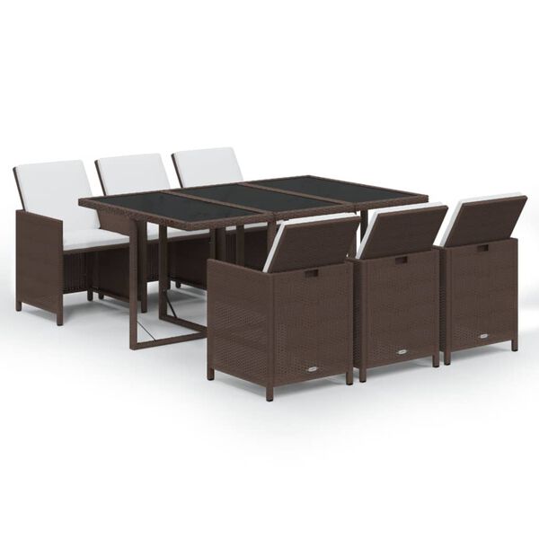vidaXL Garden Dining Set Brown