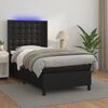 vidaXL Box Spring Bed with Mattress&LED Black 39.4"x74.8" Twin Faux Leather