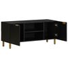 vidaXL TV Cabinet Black Engineered wood, Solid mango wood, Brass