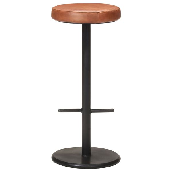 vidaXL Bar Stool Set of 2 Brown and Black Real leather and iron Standard