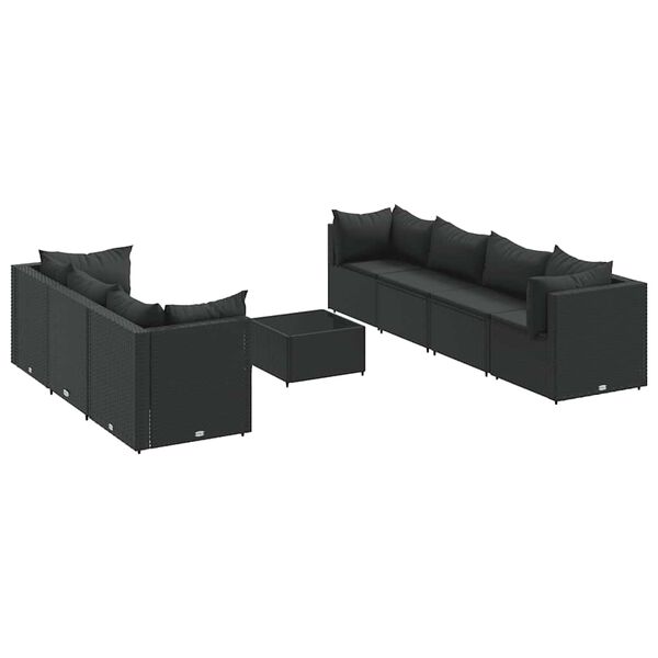 vidaXL Patio Lounge Set Set of 7 Black