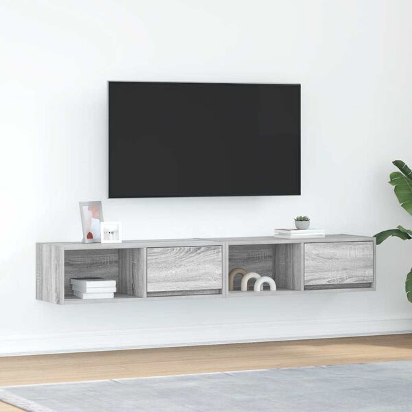 vidaXL TV Cabinet Set of 2 Grey Sonoma Engineered Wood Standard