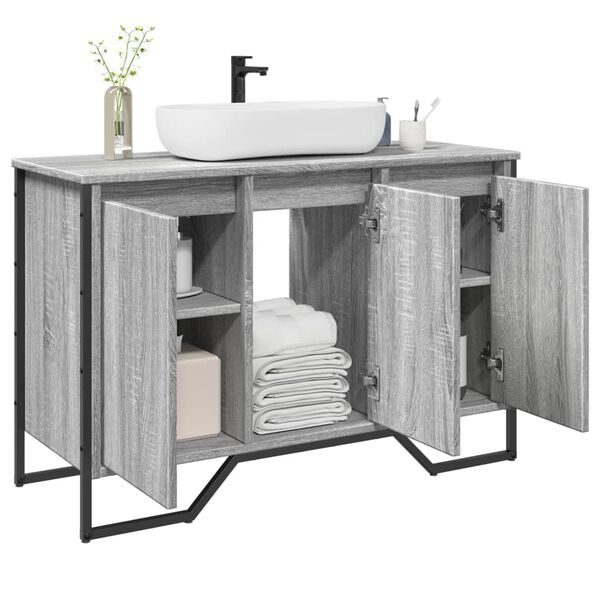 vidaXL Bathroom Sink Cabinet Grey Sonoma Engineered wood, metal Large