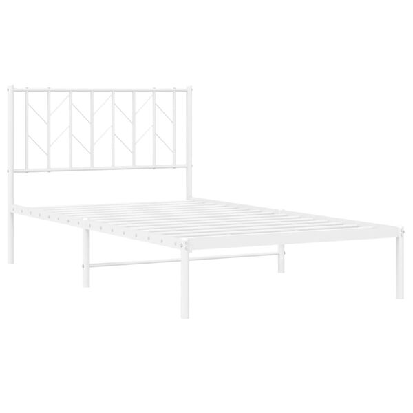 vidaXL Bed Frame White Steel Twin Bed Frame Rectangular Modern