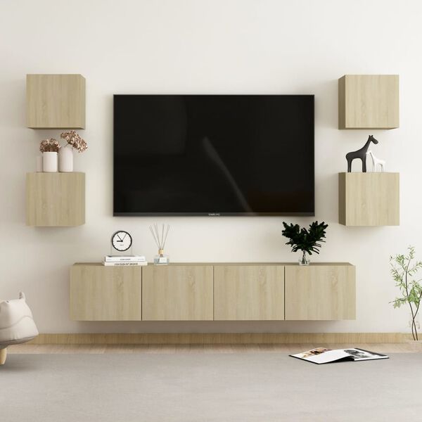 vidaXL TV Cabinet Sonoma Oak Engineered Wood Sonoma Oak TV Cabinet