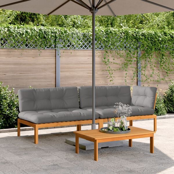 vidaXL Pallet Sofa Set Grey Solid Acacia wood Medium Modular
