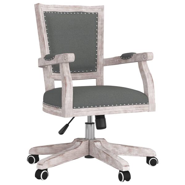 vidaXL Office Chair Dark Grey Fabric (100% Polyester), Solid Wood Medium