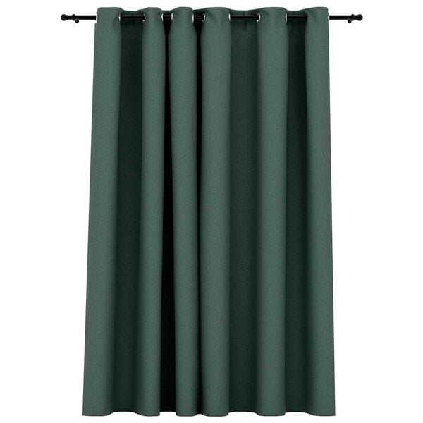 vidaXL Linen-Look Blackout Curtain with Grommets Green 290x96.5 "