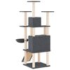vidaXL Cat Tree Dark Grey Engineered wood, plush, sisal 60.6 in Modular