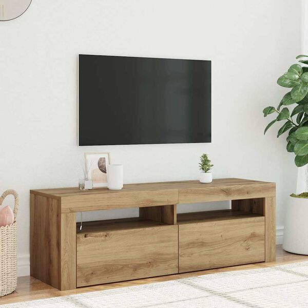vidaXL TV Cabinet Artisan Oak Engineered Wood Medium Lights TV Cabinet