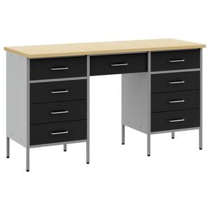 vidaXL Work Cabinet with Drawer with Lock 3 pcs Black 150 x 55 x 85 cm