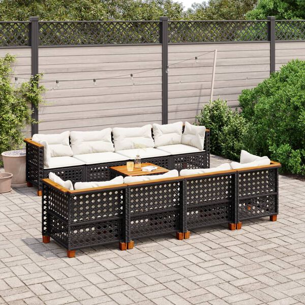 vidaXL Garden Sofa Set Black Poly Rattan Large Modular Garden Sofa Set