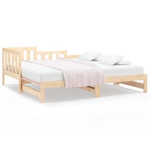 vidaXL Day Bed Natural Wood Solid pine wood Double