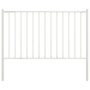vidaXL Fence Panel with Posts Powder-coated Steel 5.9 ft x 2.5 ft White