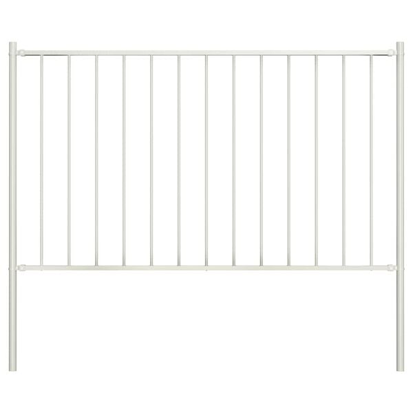 vidaXL Fence Panel with Posts Powder-coated Steel 5.6x2.5' White