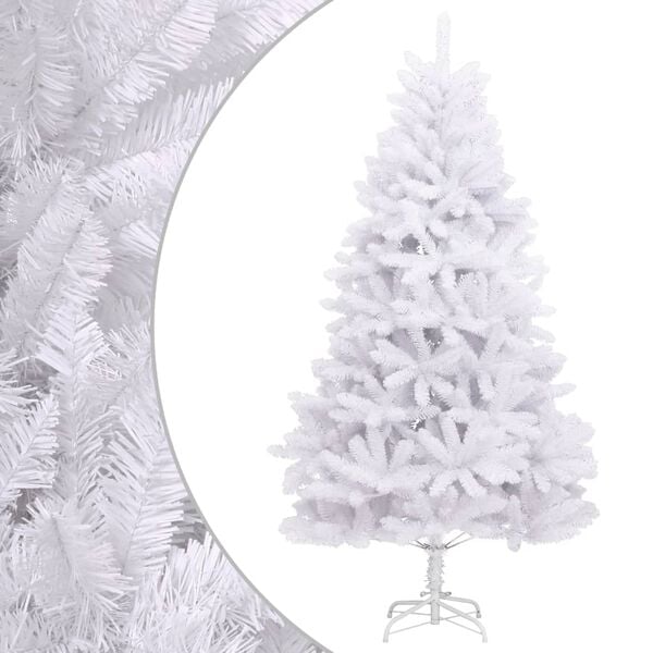 vidaXL Artificial Hinged Christmas Tree White PVC, Metal Large