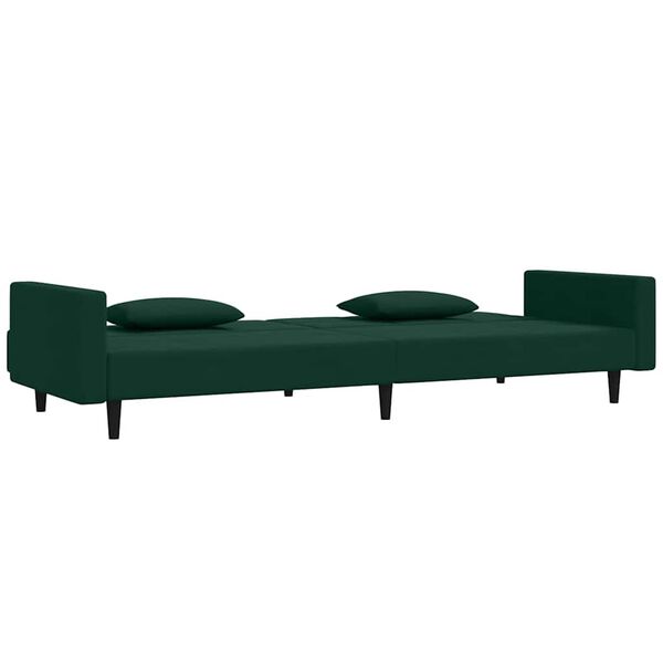 vidaXL Sofa Bed Dark Green Velvet (100% polyester), wood, plastic 2-seater
