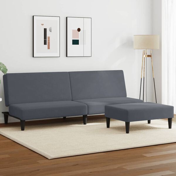 vidaXL Sofa Bed Dark Grey Velvet (100% polyester), wood, plastic 2-Seater
