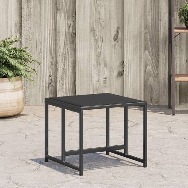 vidaXL Garden Stool Set of 4 Black Textilene fabric, Powder-Coated Steel