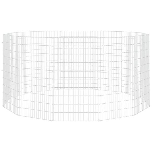 vidaXL Animal Enclosure Silver Galvanized Iron 12-Panel Durable