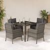 vidaXL Garden Dining Set Grey PE Rattan Seats 4 Removable Covers