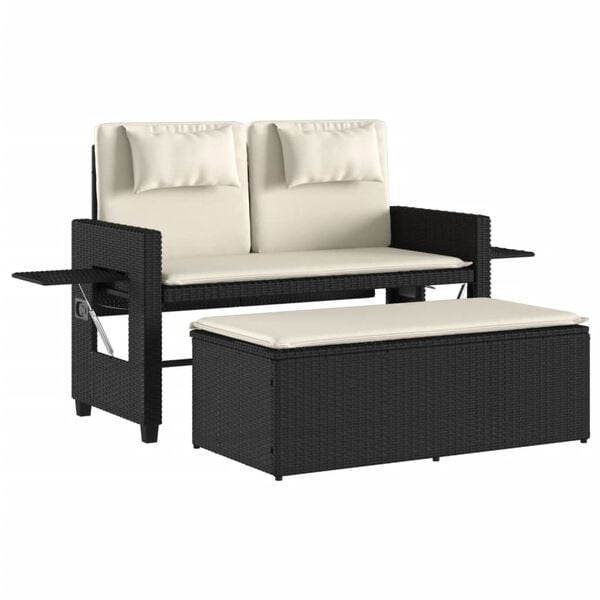 vidaXL Garden Bench Black and Cream White