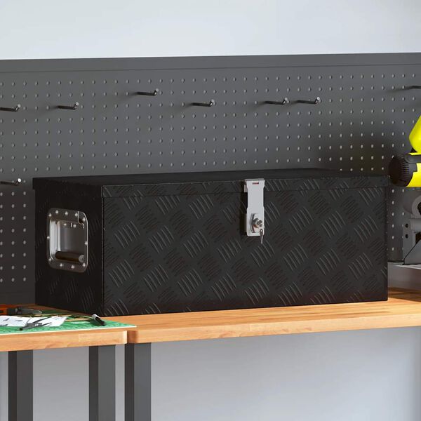 vidaXL Storage Box Black 27.6"x12.2"x10.6" Aluminum