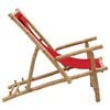 vidaXL Deck Chair Red Bamboo, Canvas (100% polyester) Standard Foldable