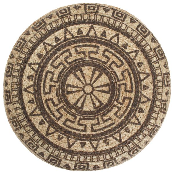 vidaXL Pouffe Brown printed pattern Jute filled with EPS foam balls