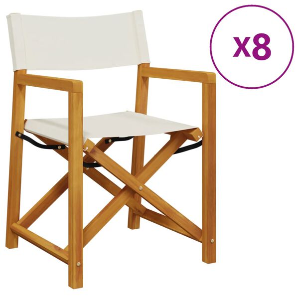 vidaXL Folding Garden Chair Set of 8 Cream White